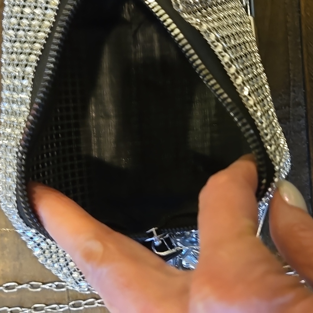 Silver Rhinestone Mesh Petite Bag - Picture 11 of 12